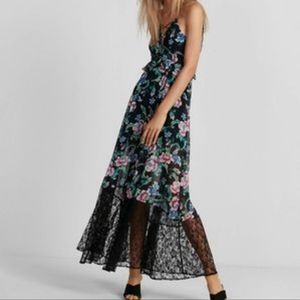 Express floral strappy lace maxi dress
